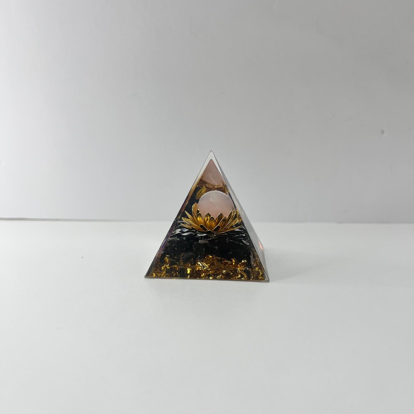 Orgonita - Obsidiana con Esfera Cuarzo Rosa
