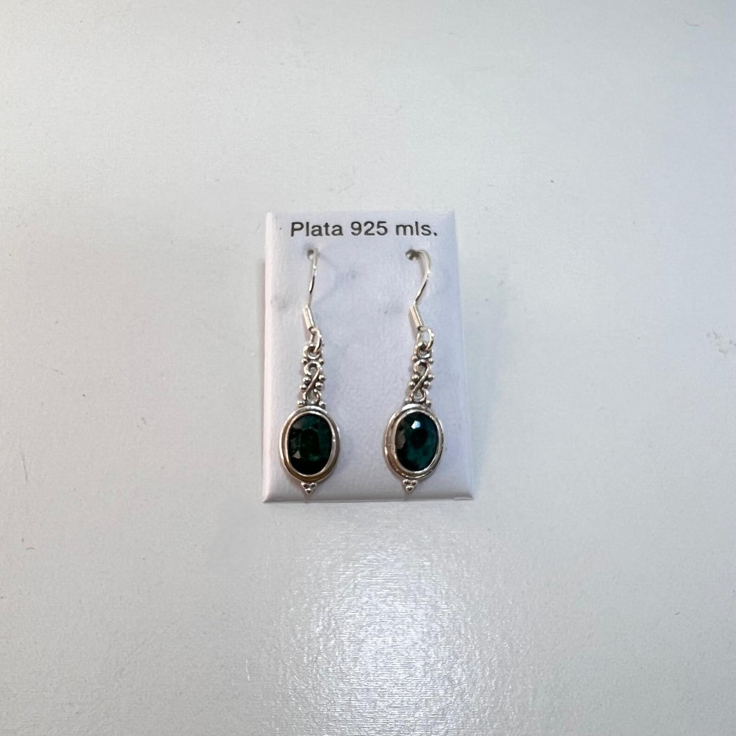 Plata - Pendientes Esmeralda