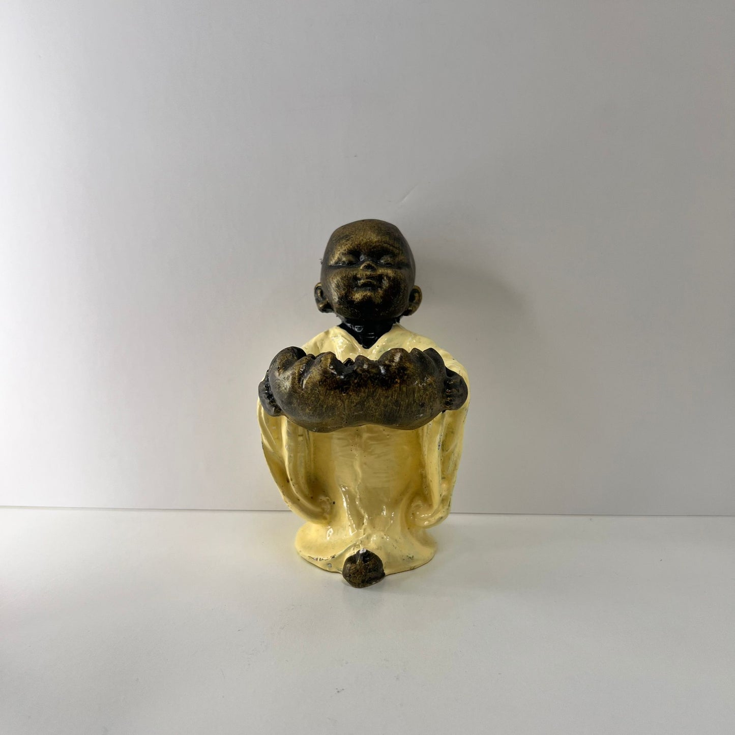 Portavelas - Buda de Bronce con Detalle Amarillo