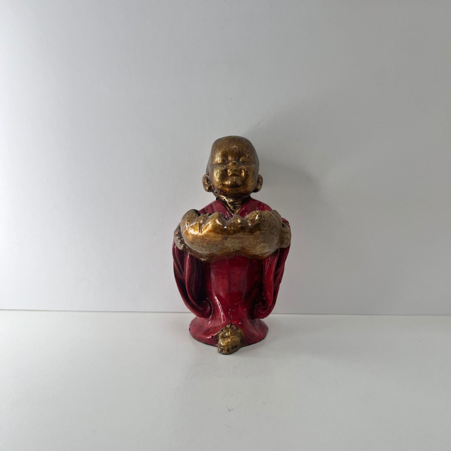 Portavelas - Buda Dorado con Detalle Rojo