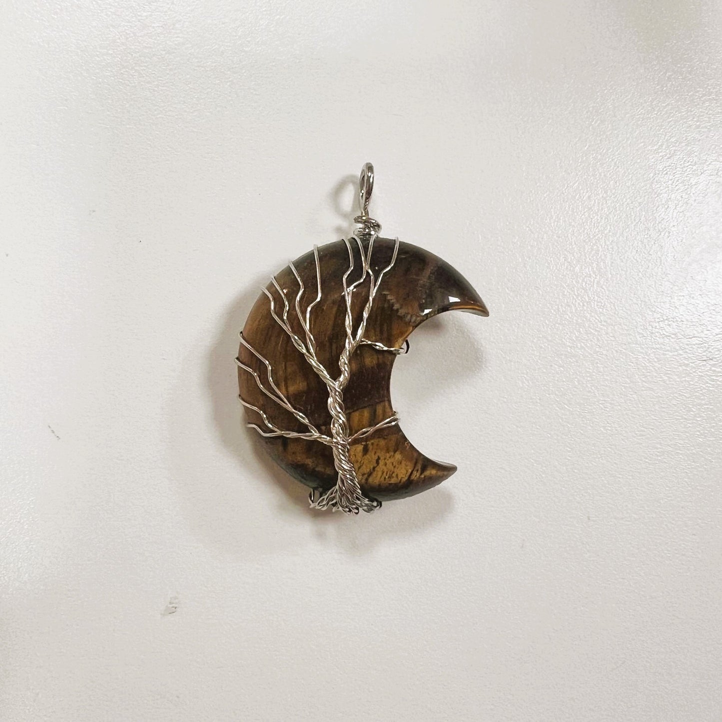 Pendentif - Lune Œil de Tigre sertie