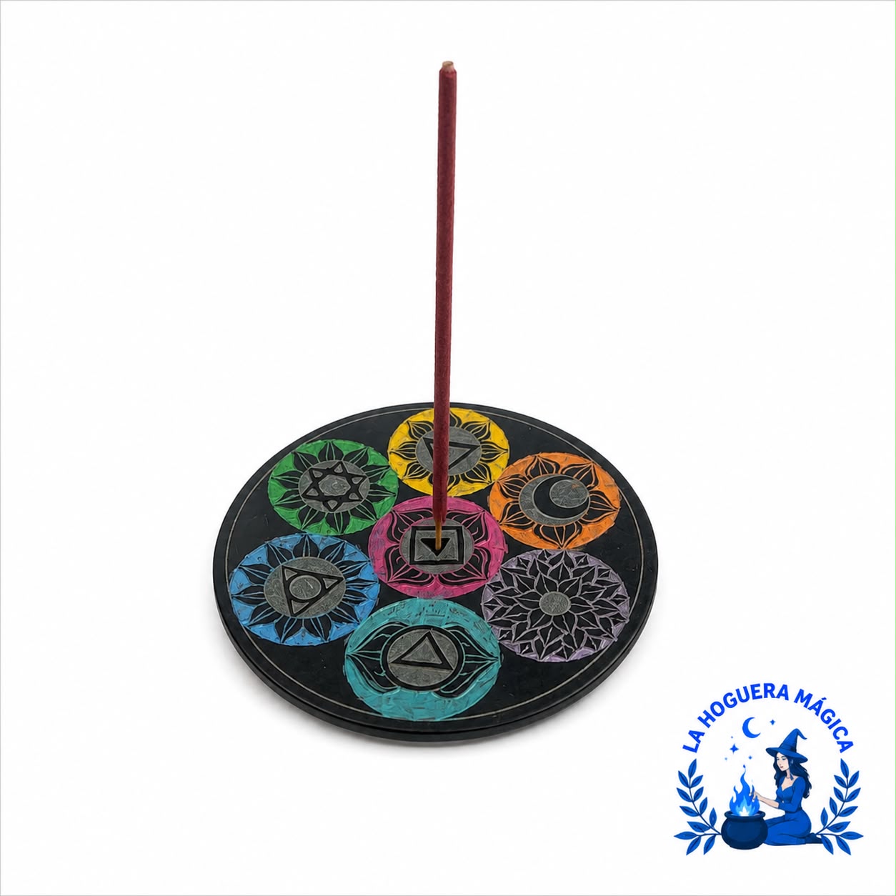 Räucherstäbchenhalter – 7 Chakren-Platte