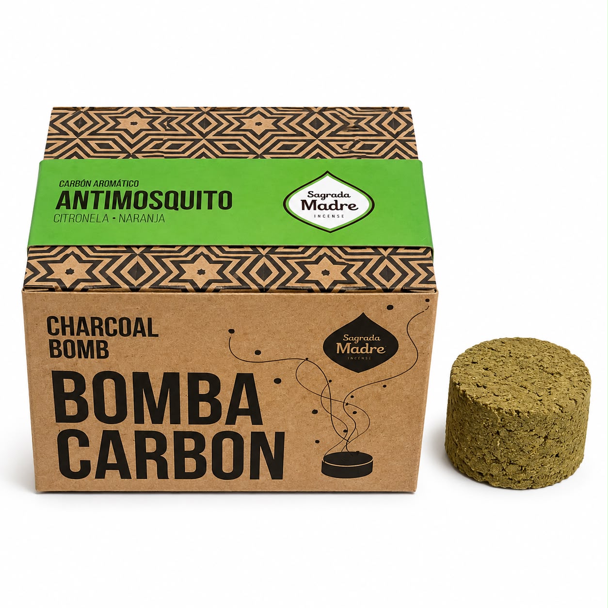 SAGRADA MADRE - Mini-bombe Charbon Anti-moustiques