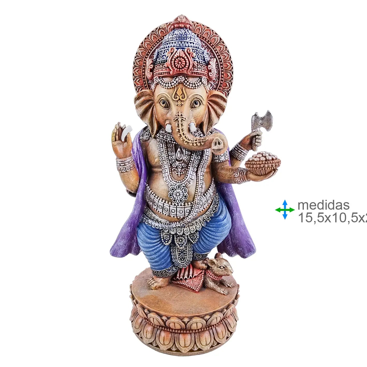 Figura - Ganesha Resina 15, 5 x 10, 5 x 27 cm