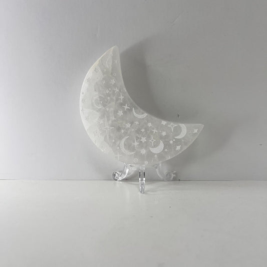 Selenita - Placa de Selenita con forma de Luna
