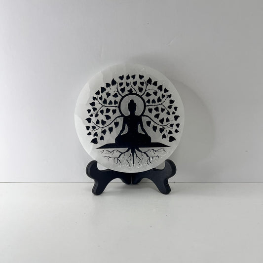 Selenita - Placa de Selenita de Buda de la Meditación