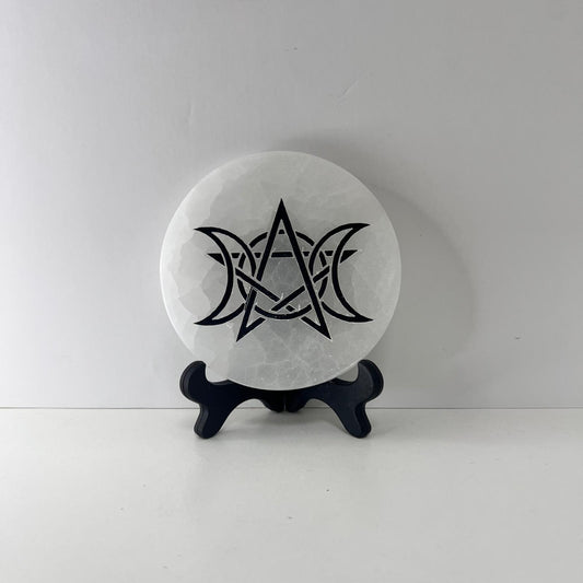 Selenita - Placa de Selenita de Triple Luna