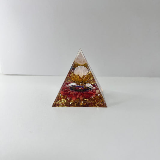 Orgonita - Jaspe Rojo con Esfera Cuarzo Blanco