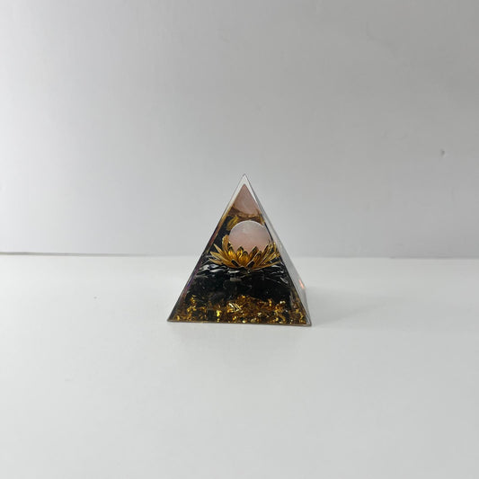 Orgonita - Obsidiana con Esfera Cuarzo Rosa