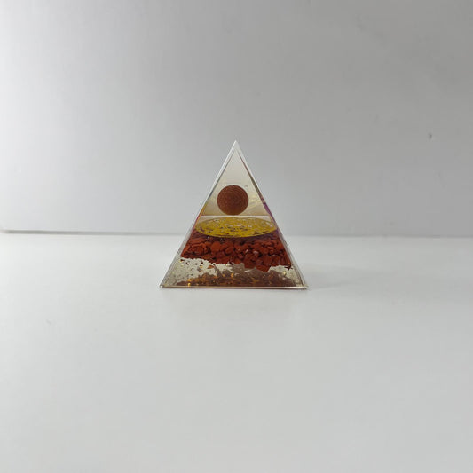 Orgonita - Jaspe Rojo con Esfera de Aventurina Dorada