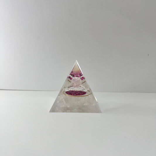 Orgonita - Piedra Luna con Esfera de Cuarzo Rosa