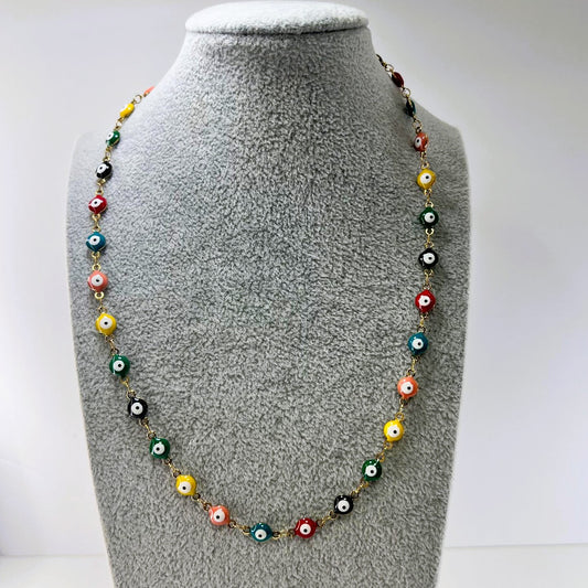 Collar - Acero Dorado Ojos Turcos