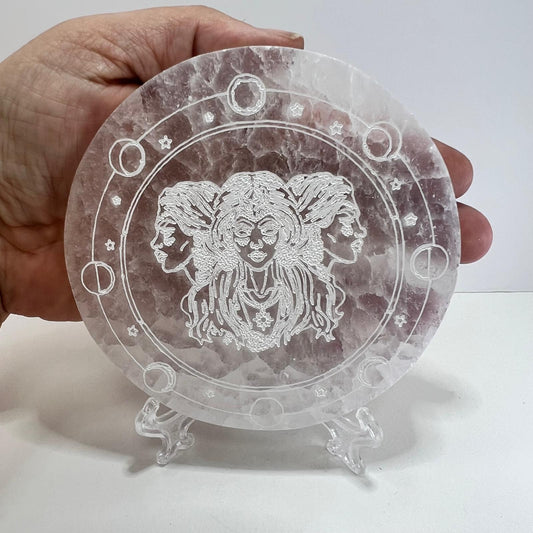 Selenita - Placa Diosa Hécate con Fases Lunares