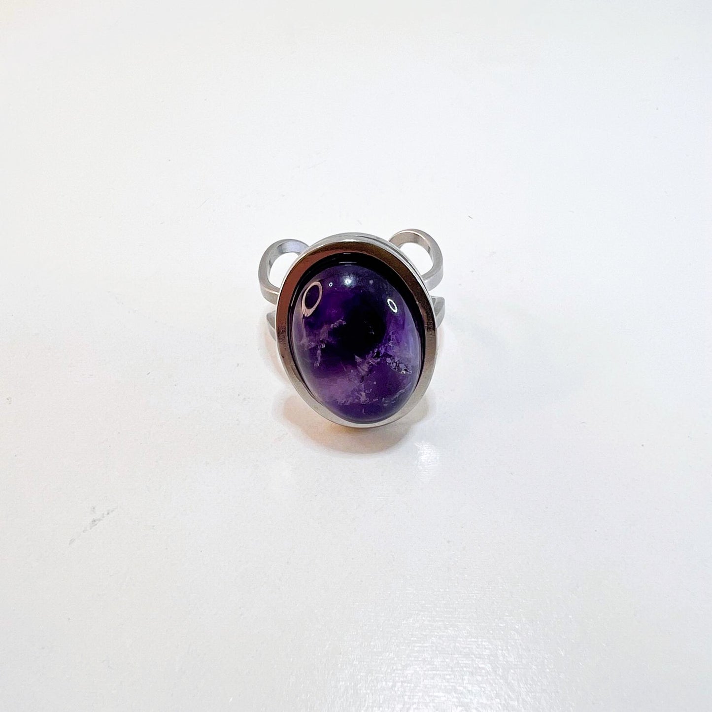 Anillo - Acero Ajustable Amatista