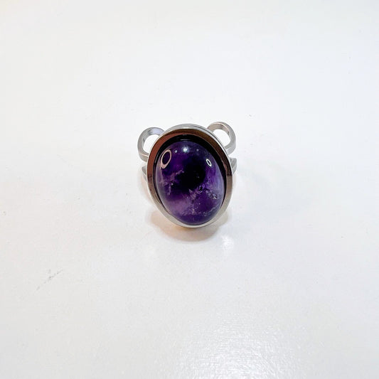 Anillo - Acero Ajustable Amatista