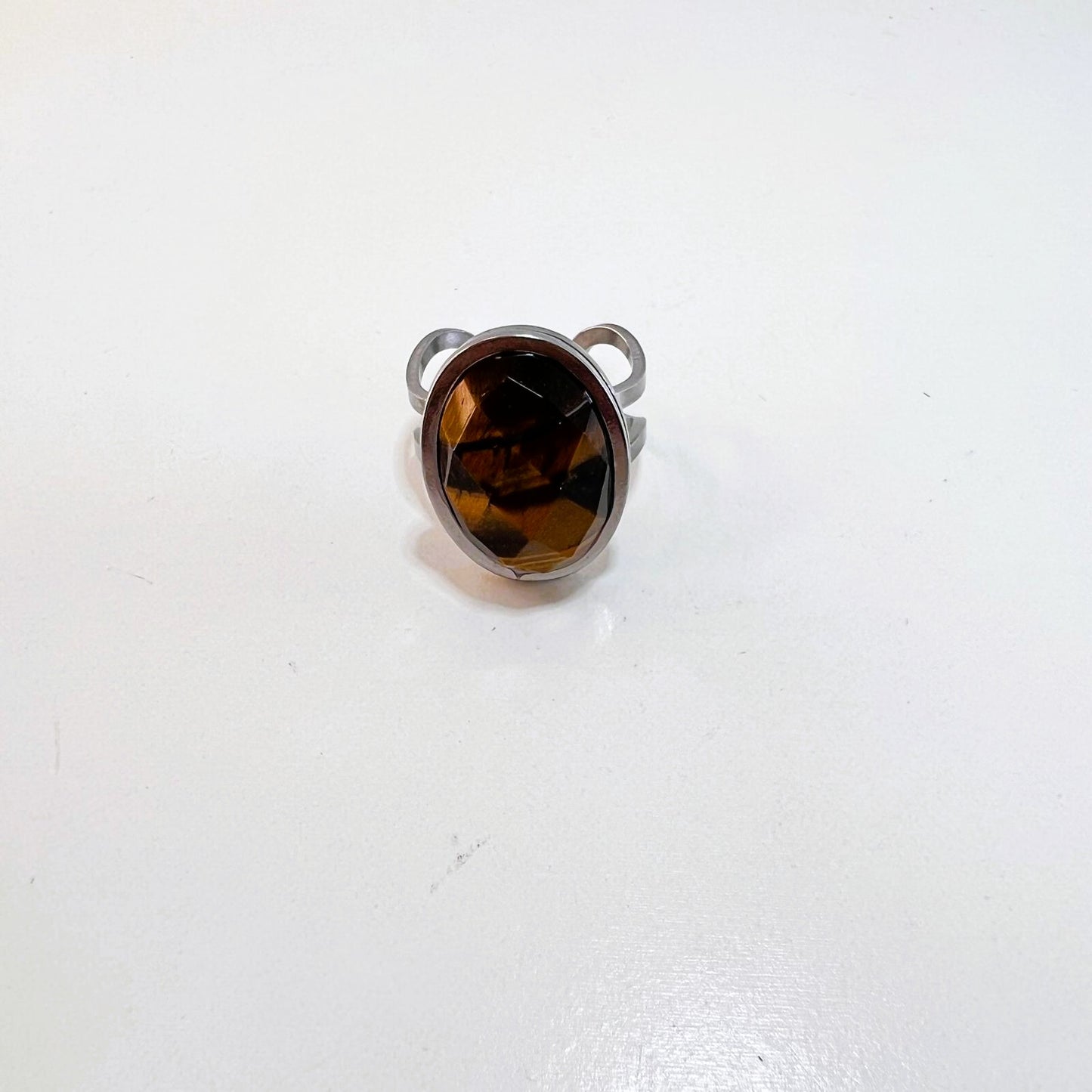 Anillo - Acero Ajustable Ojo de Tigre