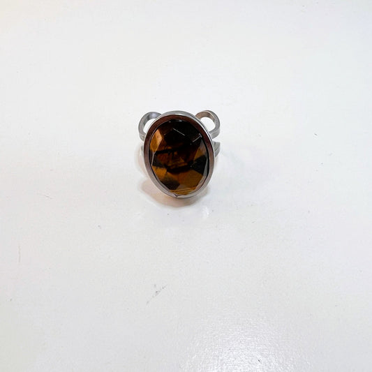 Anillo - Acero Ajustable Ojo de Tigre
