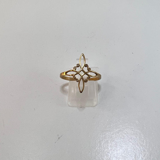 Anillo - Acero Dorado Nudo de Bruja