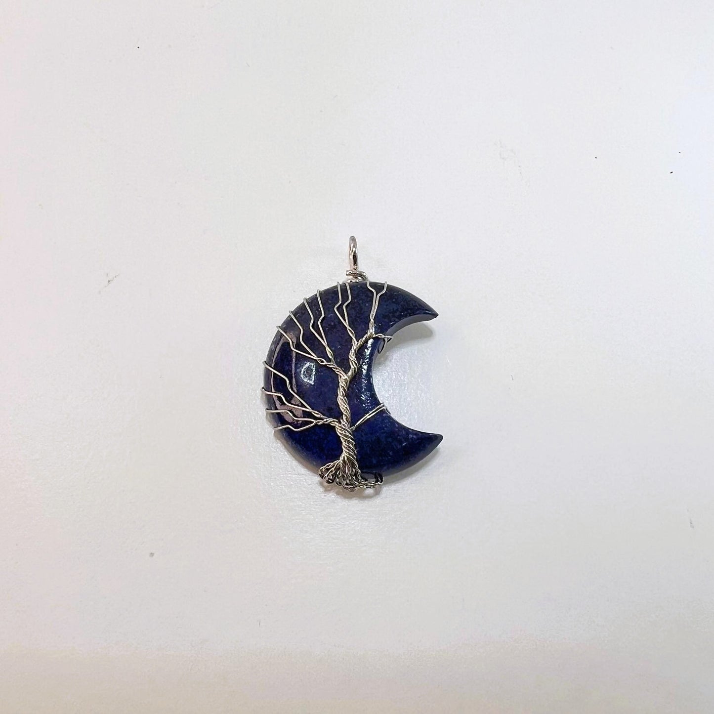 Colgante - Luna Lapislázuli Engarzada Árbol de la Vida