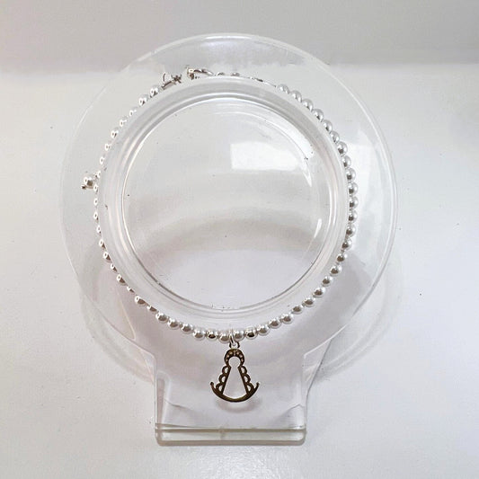 Plata - Pulsera de Perlitas con Dije de la Virgen del Rocío
