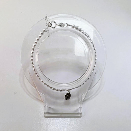 Plata - Pulsera de Perlitas con Dije de La Milagrosa