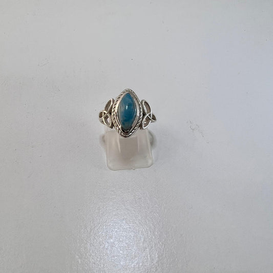 Plata - Anillo Ajustable con Piedra Larimar