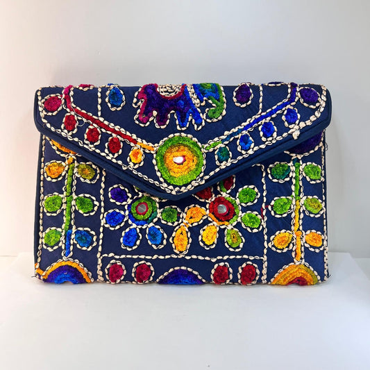 Bolso - Cartera Bordado Azul
