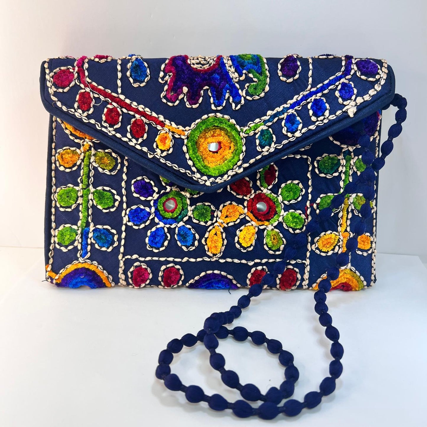 Bolso - Cartera Bordado Azul