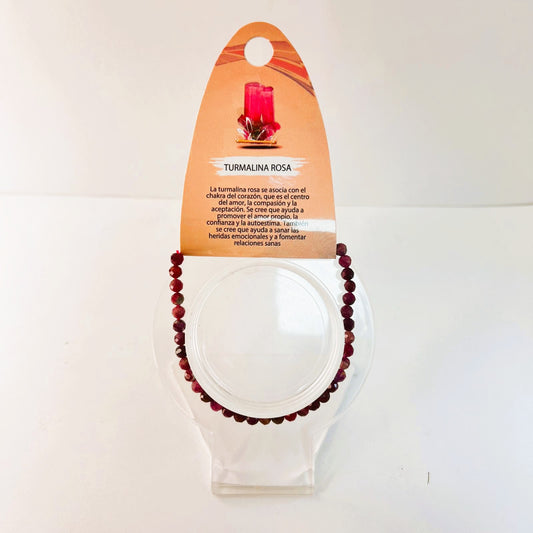Pulsera - Facetada Turmalina Rosa