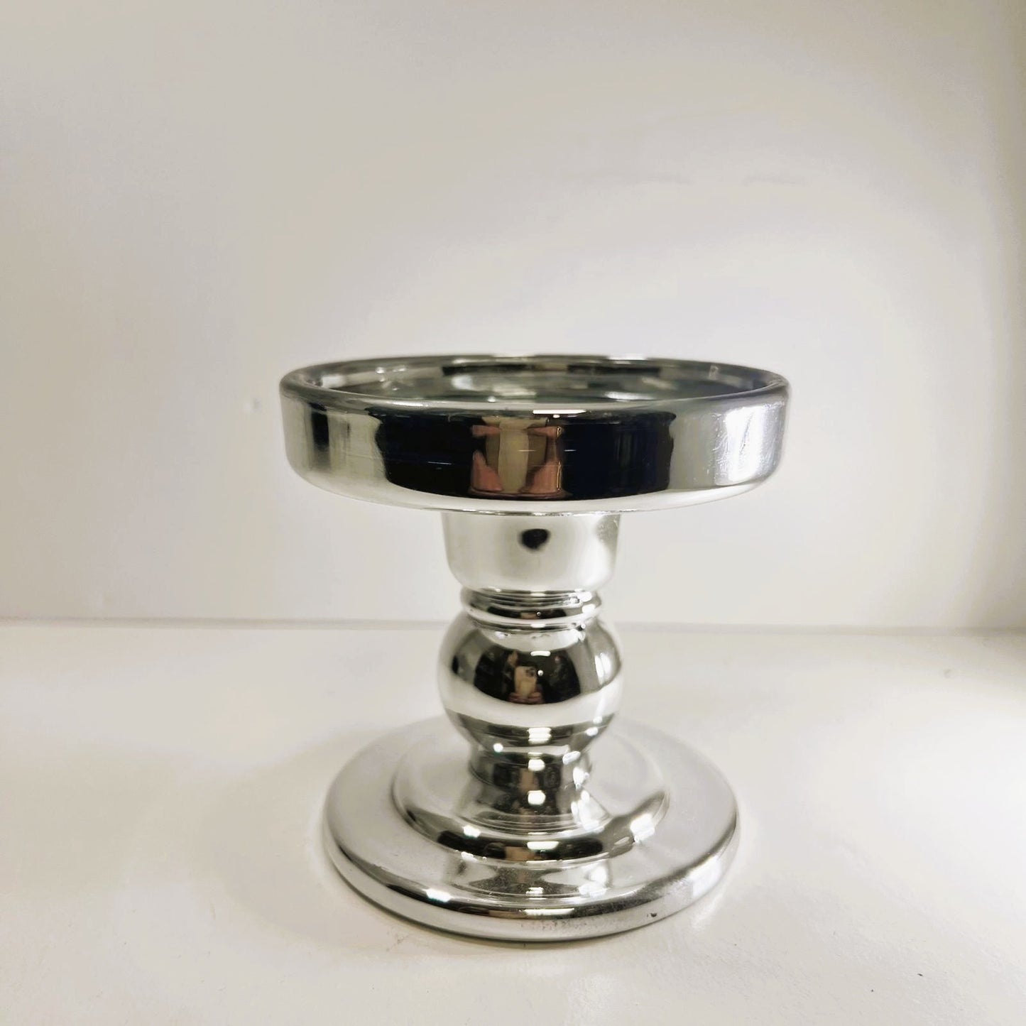 Navidad - Portavelas  Cristal Plateado