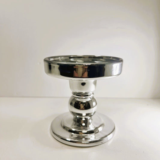 Navidad - Portavelas  Cristal Plateado