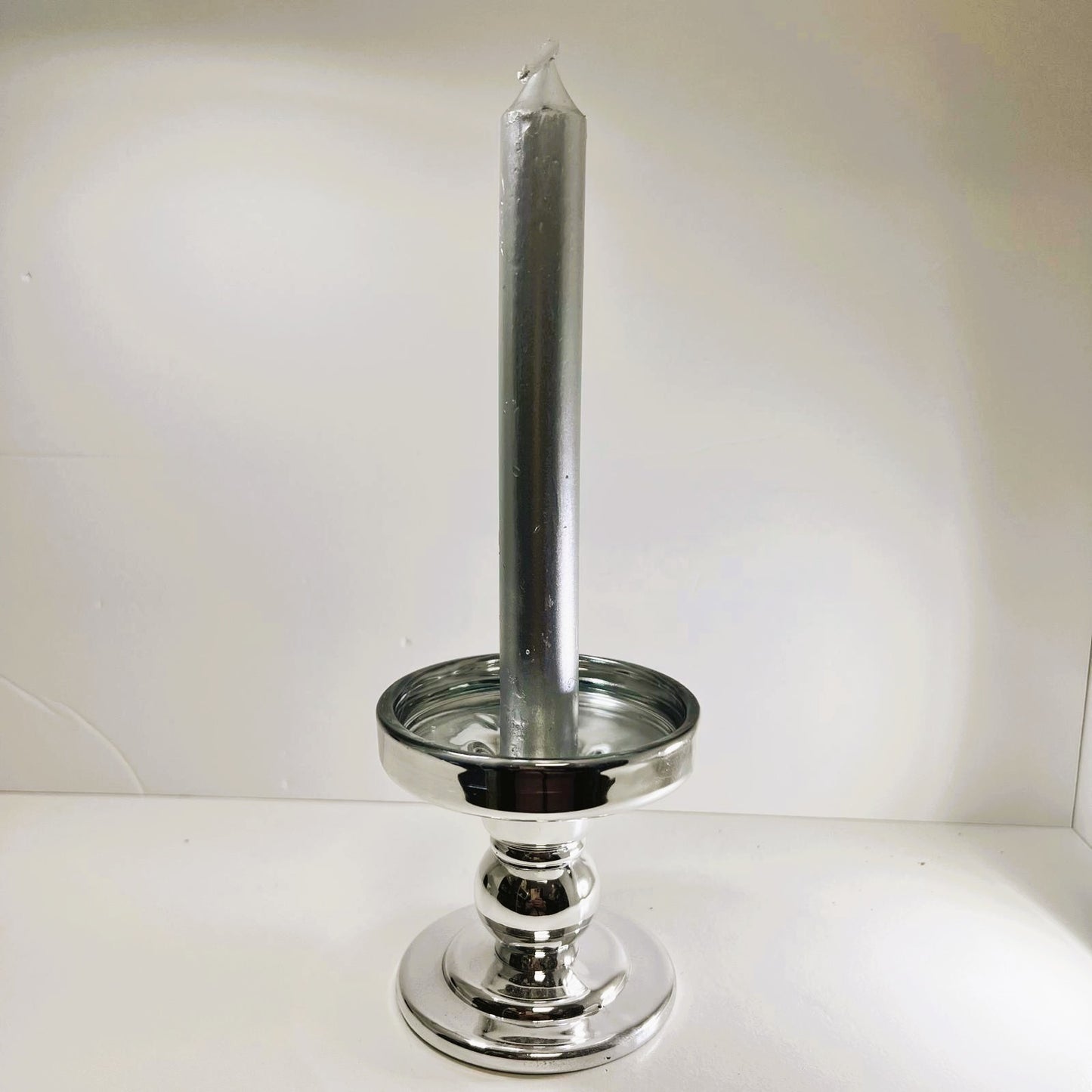 Navidad - Portavelas  Cristal Plateado