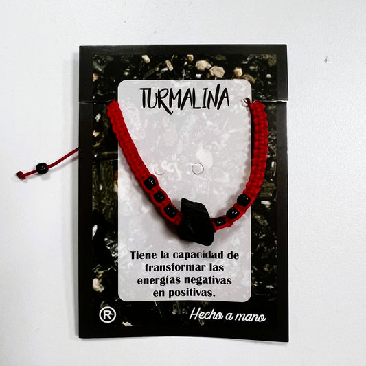 Pulsera - Turmalina Negra de Hilo Macramé