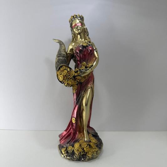 Figura - Diosa de la Fortuna con Detalles en Rojo