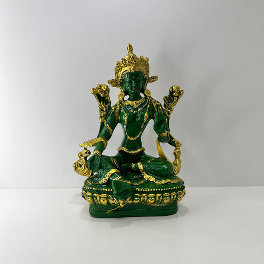 Figura - Buda Verde con Detalles Dorados