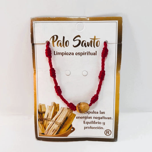 Pulsera - Roja 7 Nudos con Palo Santo