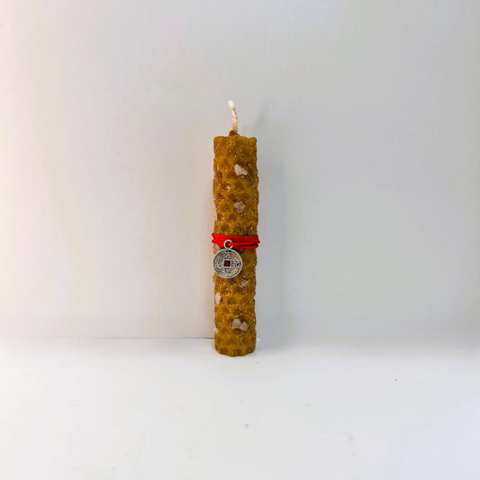 Vela - Miel Artesanal con Sal, Canela y Moneda Feng Shui