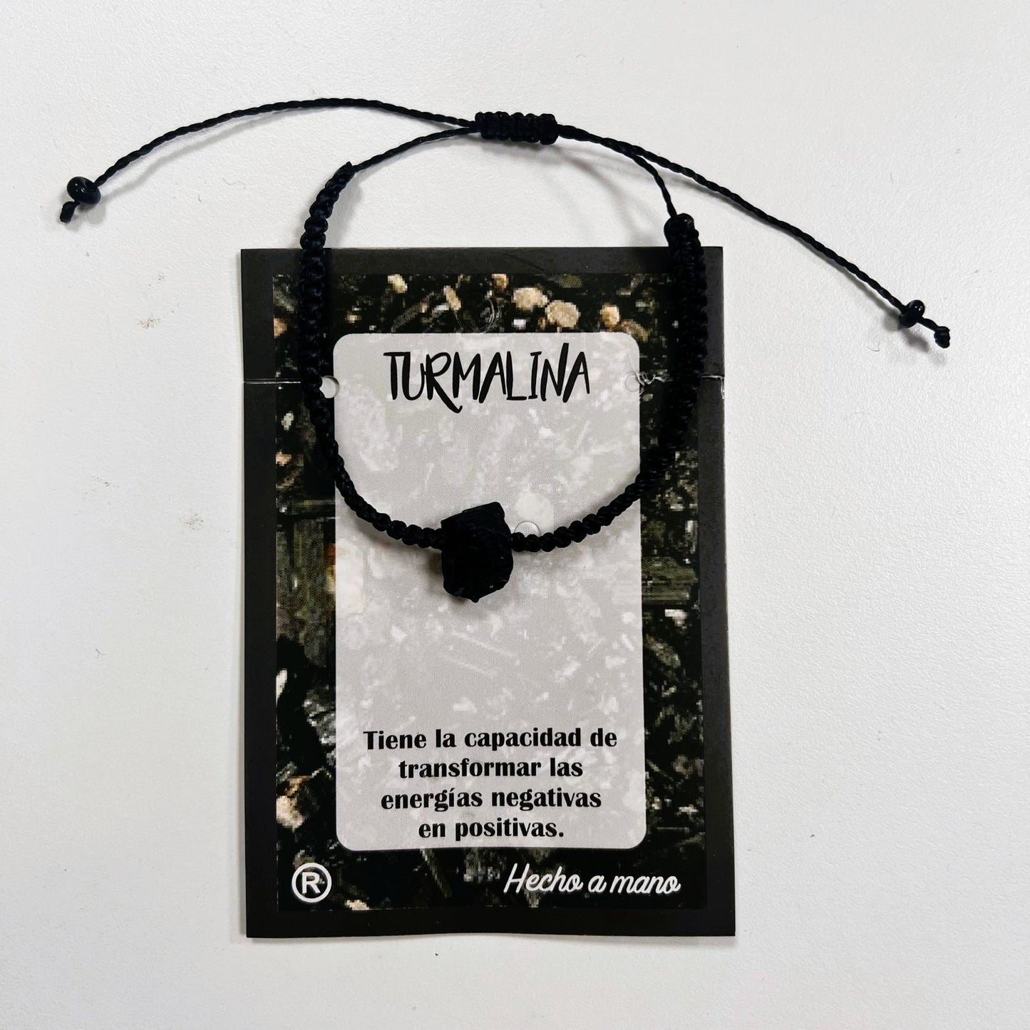 Pulsera - Turmalina Negra de Hilo Macramé