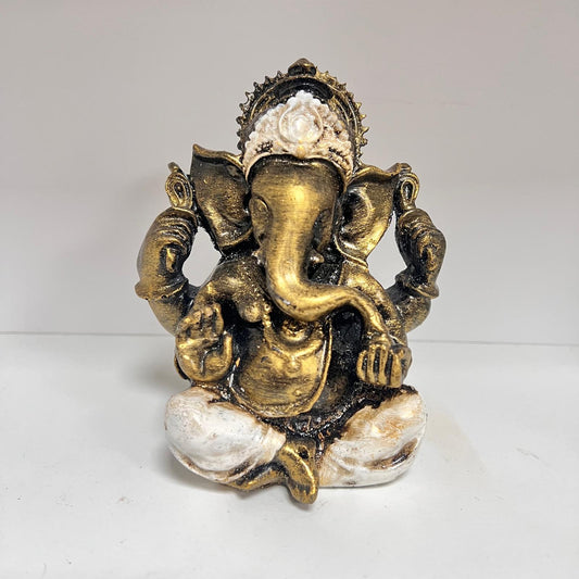 Figura - Ganesha Dorada Blanca ( 13cm)