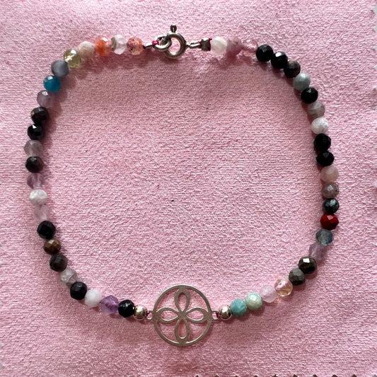 Plata - Pulsera Facetada con Sigilo de la Abundancia