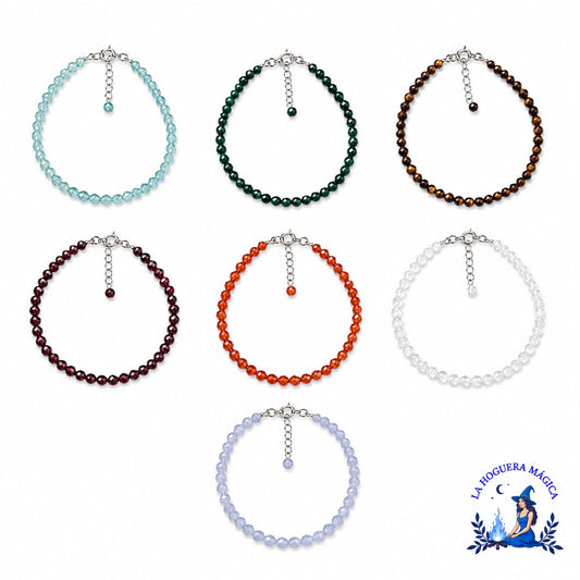Plata - Pulsera con Minerales Facetados