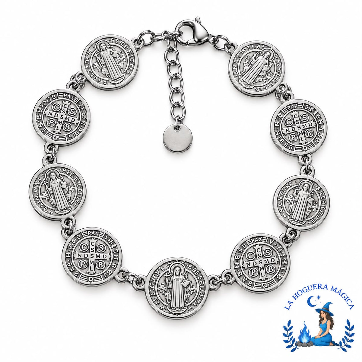 Pulsera - Acero con Medallas de San Benito