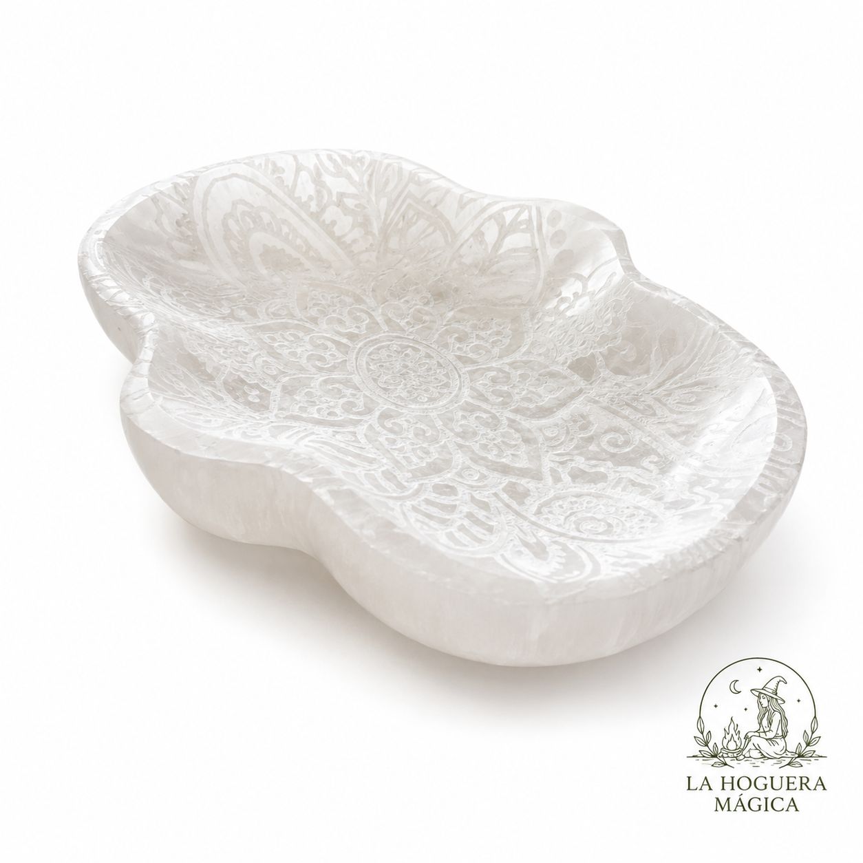 Selenita - Cuenco  Mano Grabada Mandala (10 x 13 cm )