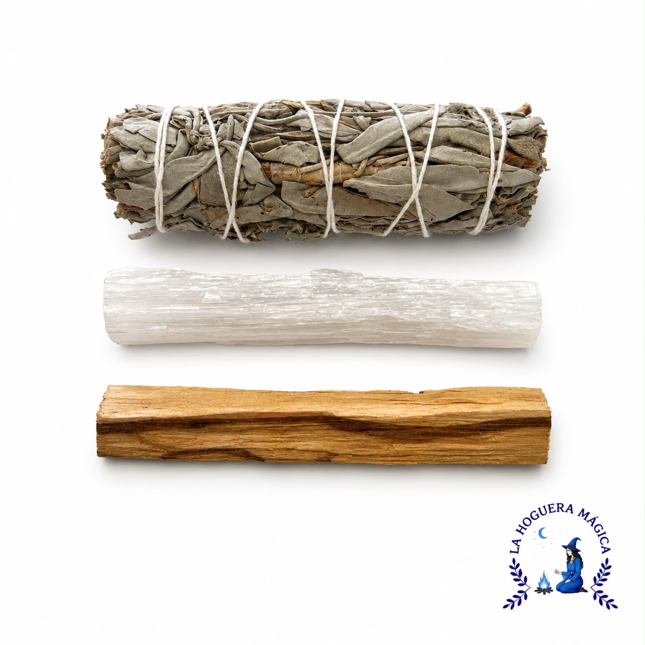 Sahumerio - Pack Atadito Salvia Blanca, Palo Santo y Selenita