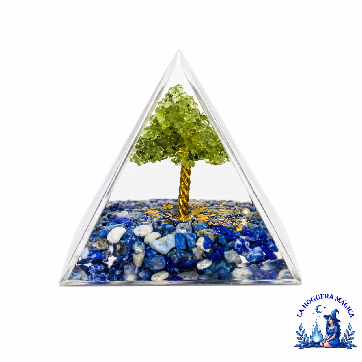 Orgonit - Lapislazuli mit Prehnitbaum