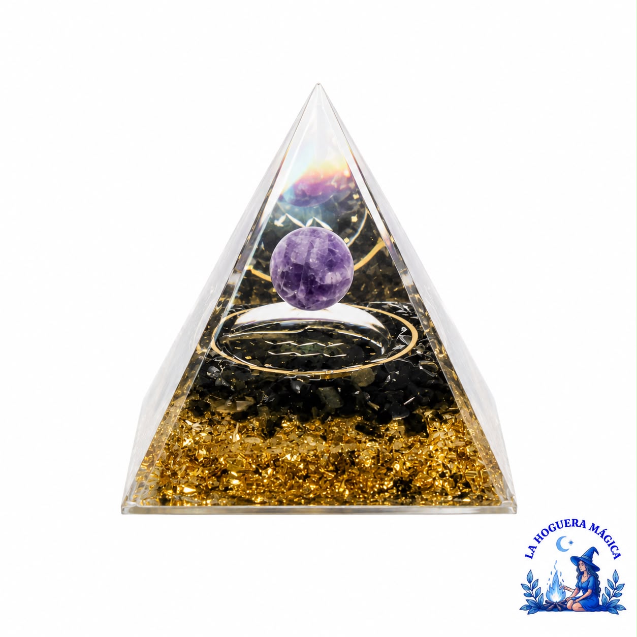 Orgonit - Obsidian mit Amethystkugel