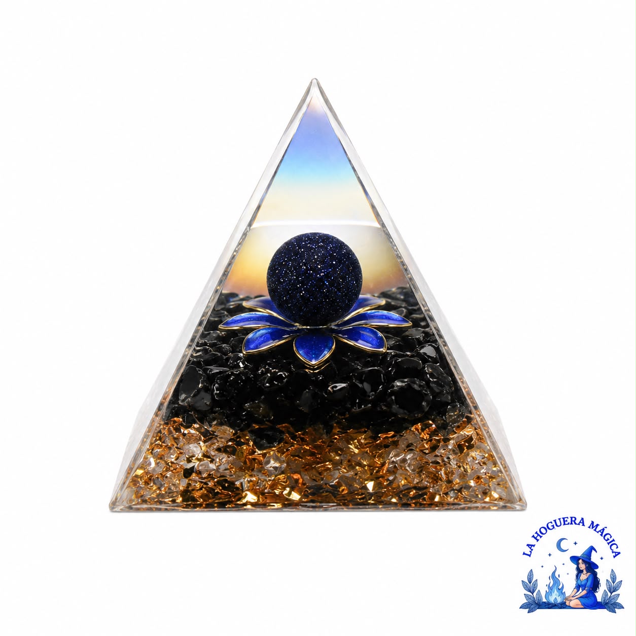 Orgonit – Obsidian mit blauem Aventurinball