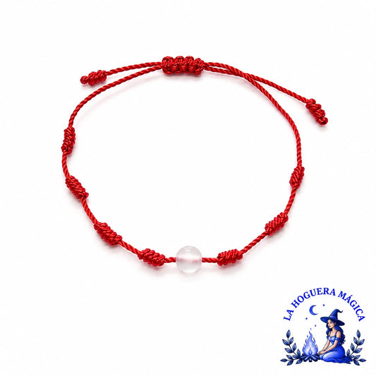 Pulsera - 7 Nudos Roja con Selenita