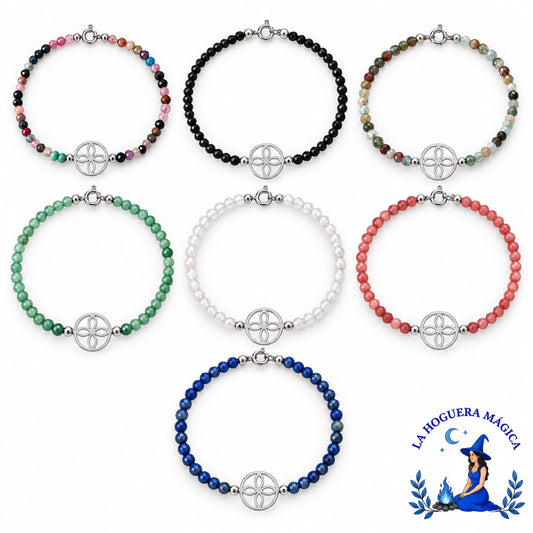 Plata - Pulsera Facetada con Sigilo de la Abundancia