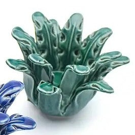 Portavelas - Cerámica en Forma de Flor